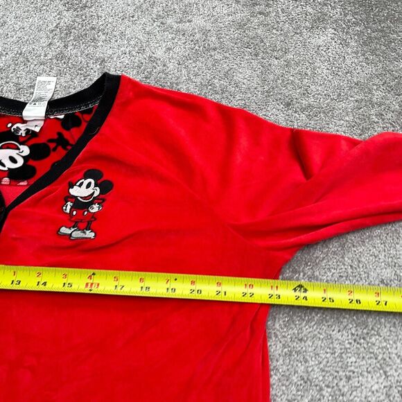 Disney Mickey Mouse Sleepwear Shirt Women XL Red Henley Long Sleeve Pajama Top - Picture 8 of 11